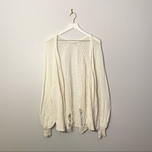 Oversized White Worn Knit Cardigan (NWOT)